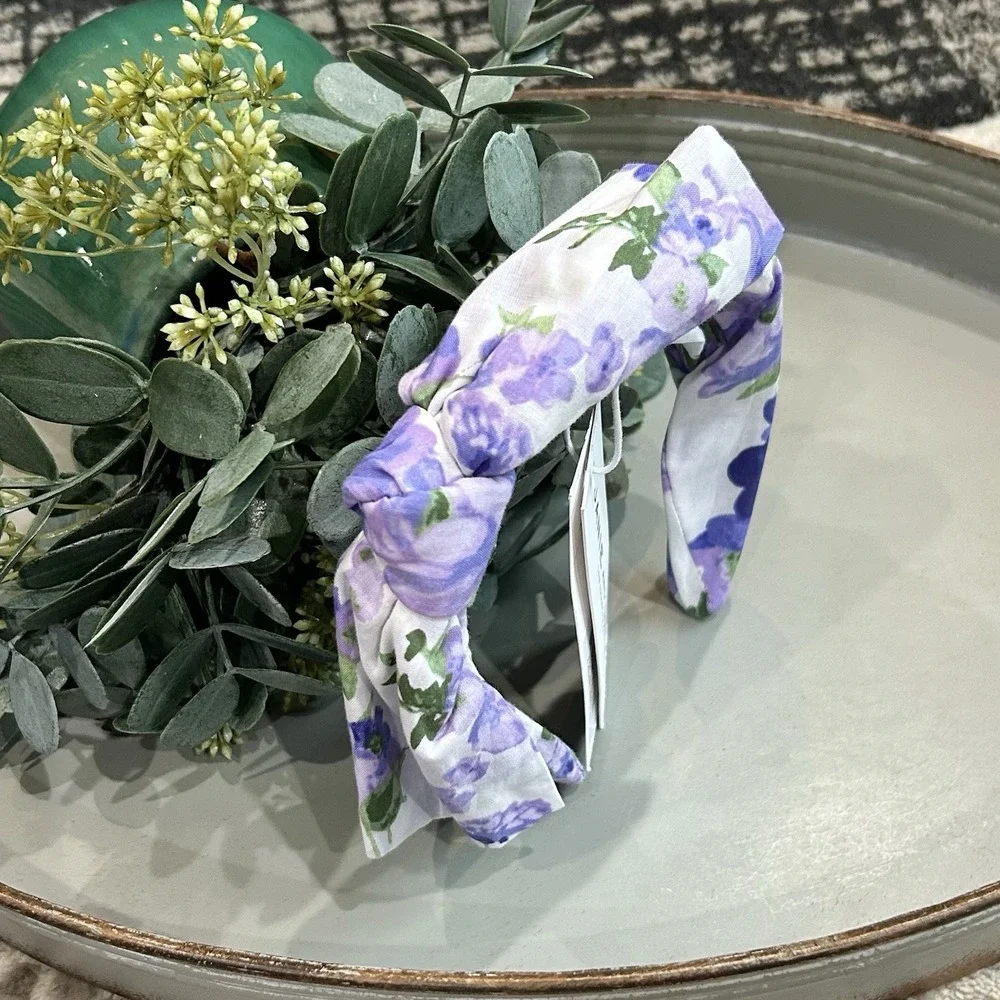 Janie And Jack Viola Floral Purple/White Bow Headband‎ NWT